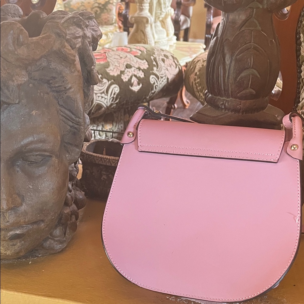 NWOT Florence Italy Leather Elegant Blush Pink Crossbody Bag with Tassel. - Picture 5 of 6